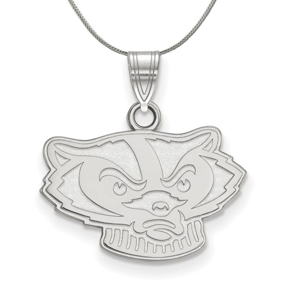 Sterling Silver U. of Wisconsin Small Badger Necklace - 18 Inch